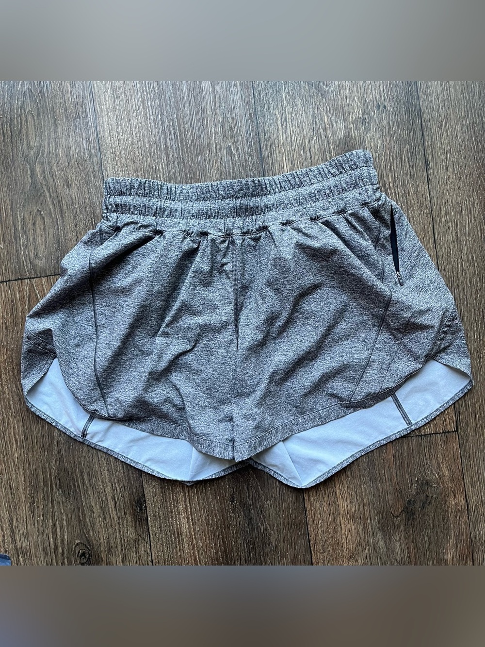 Lululemon athletica W7AUZs track that 5” lined Heather gray running shorts Sz 8